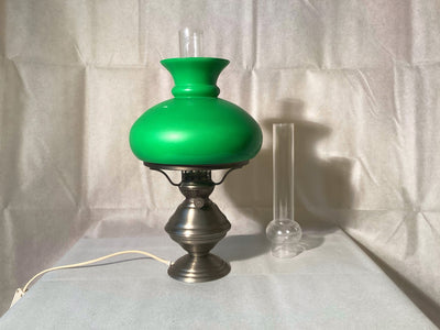 Zinnlampe Petroleum Tischlampe, mit Ersatzglas, Vintage Stil