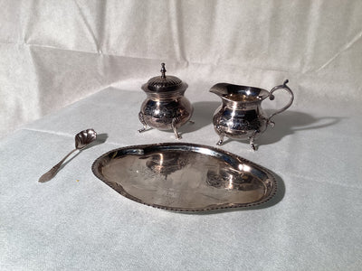 Milchkännchen + Zuckerdose Set, versilbert IMF Silver Plated mit Silberlöffel IMF, Kaffee