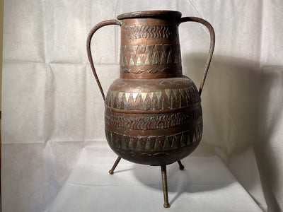 Altes Kupfergefäß aus Ägypten, Vintage Kupfer Bodenvase