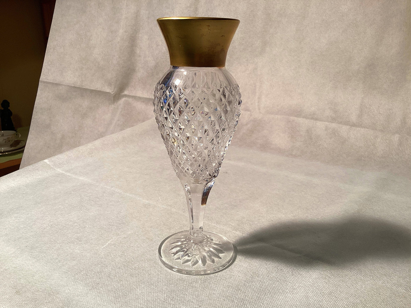 Bleikristall Vintage Vase mit Goldrand, Kristallvase hochwertig