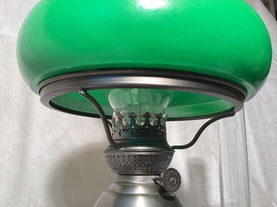 Zinnlampe Petroleum Tischlampe, mit Ersatzglas, Vintage Stil