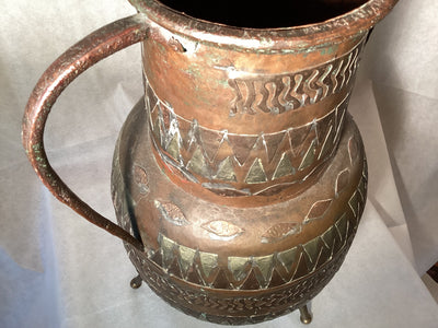 Altes Kupfergefäß aus Ägypten, Vintage Kupfer Bodenvase