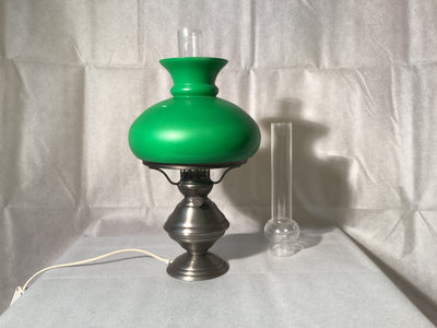 Zinnlampe Petroleum Tischlampe, mit Ersatzglas, Vintage Stil