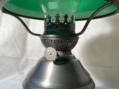 Zinnlampe Petroleum Tischlampe, mit Ersatzglas, Vintage Stil