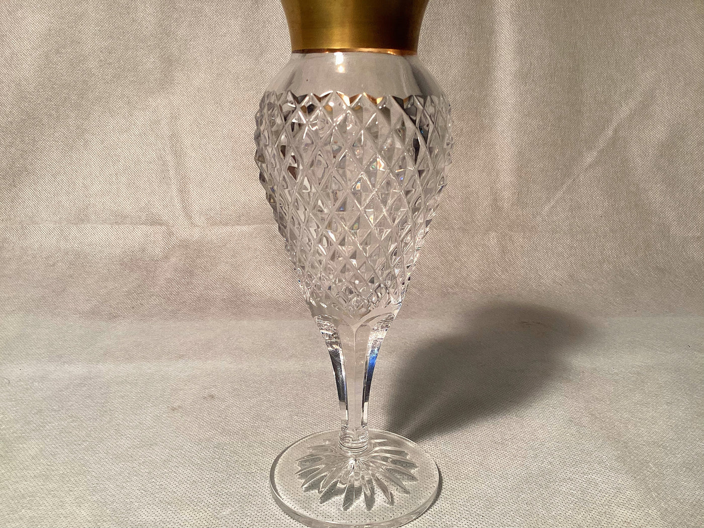 Bleikristall Vintage Vase mit Goldrand, Kristallvase hochwertig