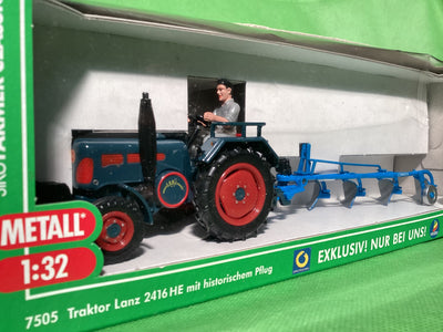 Siku 7505 Traktor Lanz 2416 HE 1:32 mit historischem Pflug Vedes Farmer Oldtimer Sammler