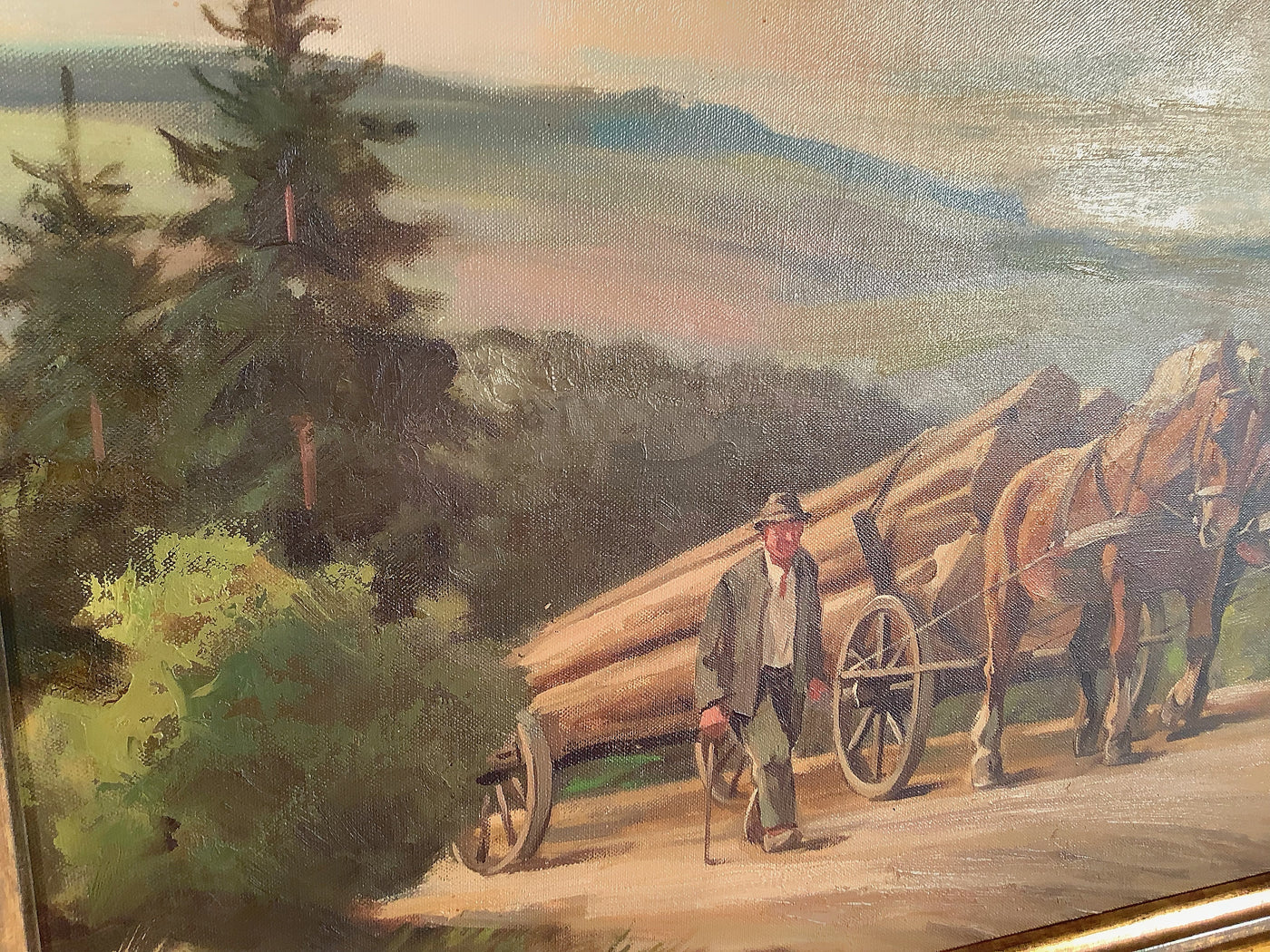 Original Ölgemälde, Art Decó, Holzrahmen auf Leinwand, Tippkemper handgefertigt