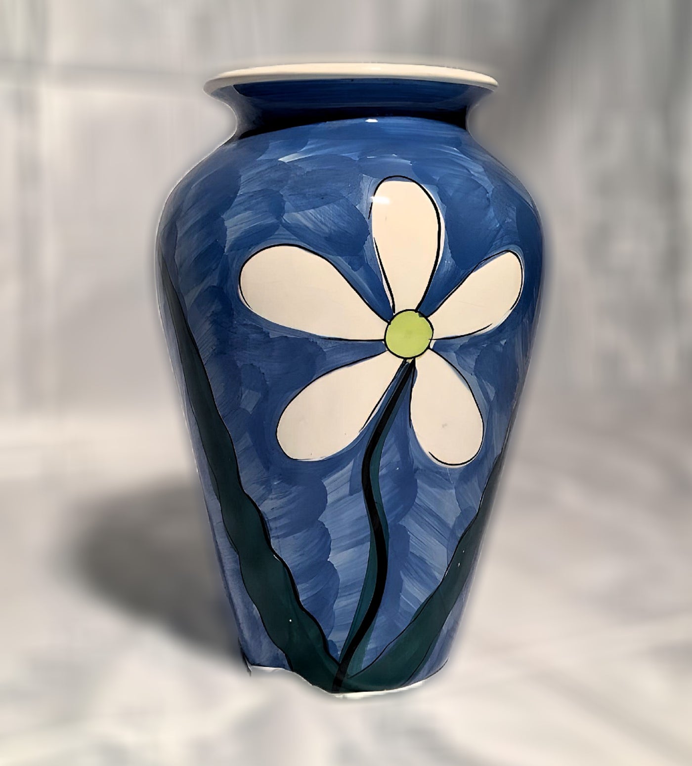 Handbemalte blaue Blumenvase